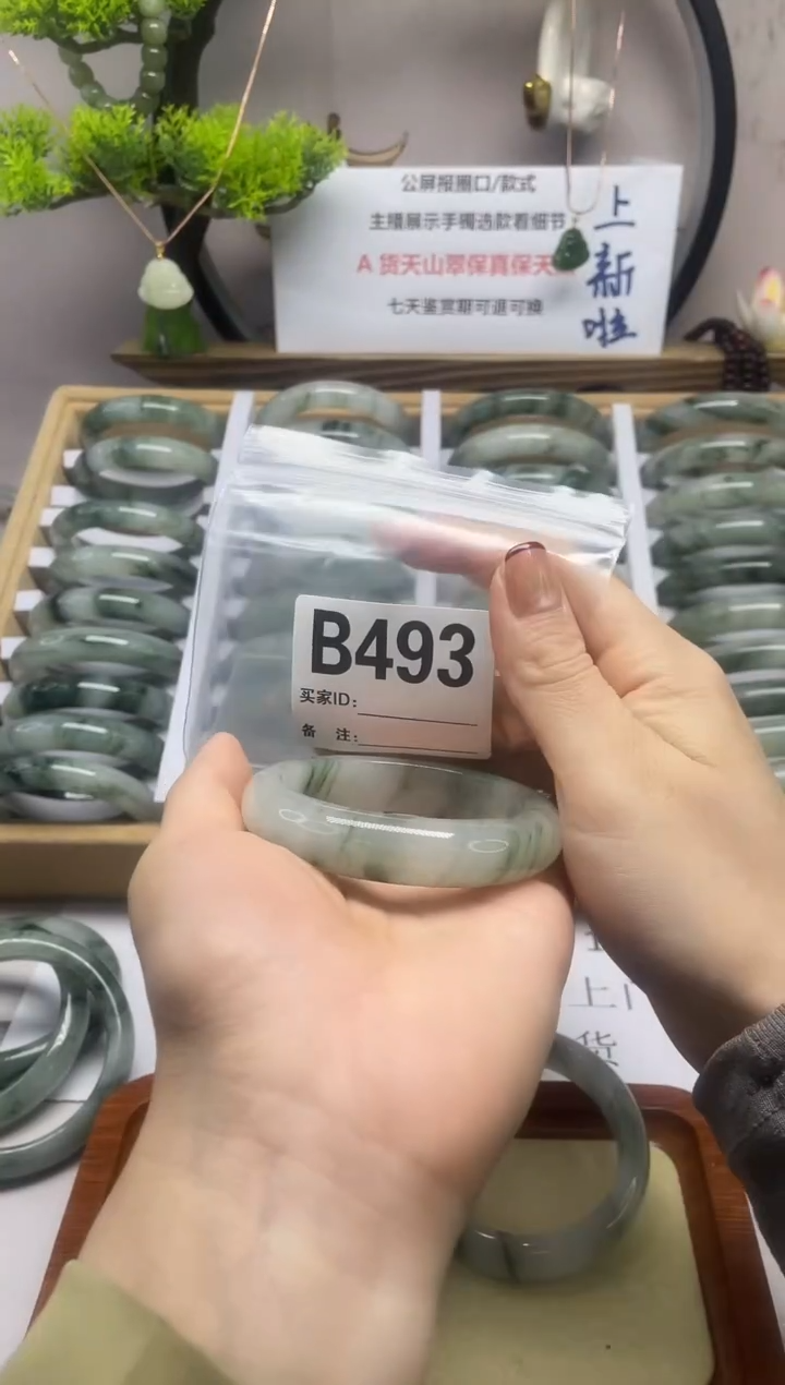 【闪购商品】石英质玉（天山翠）手镯未镶嵌b493