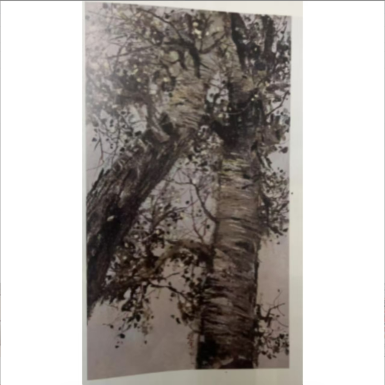 复刻版画吴冠中-双白杨-34*60-033