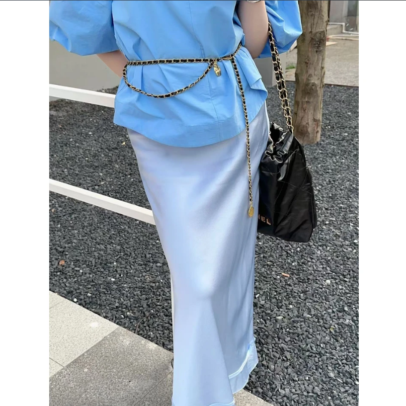 荔枝私服 19姆米定染桑蚕丝半身裙