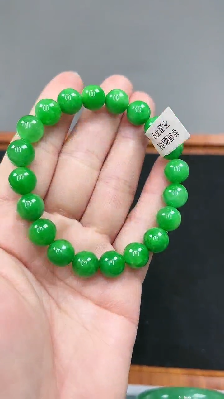 【闪购商品】砖雕s42 正阳绿手链 卡10mm