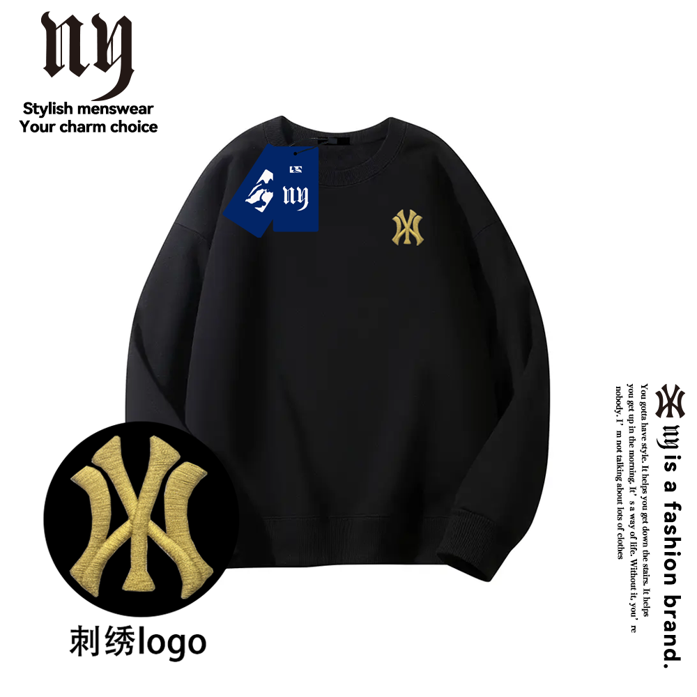ny官方正品联名高级感刺绣套头男女款无帽卫衣潮流ins长袖wyNY01