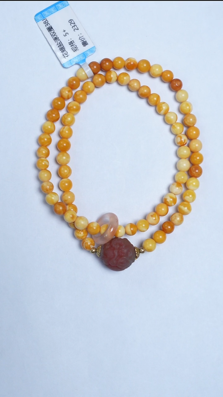 手链蜜蜡未镶嵌花蜡盐源玛瑙双圈5mm