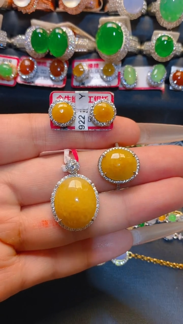 翡翠银S925镶嵌耳饰梦*璐天然