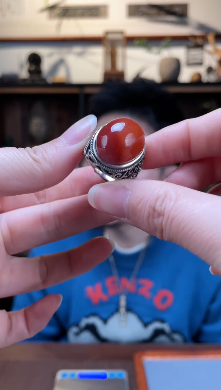 【闪购商品】南红玛瑙戒指银S925镶嵌南红戒指JYD