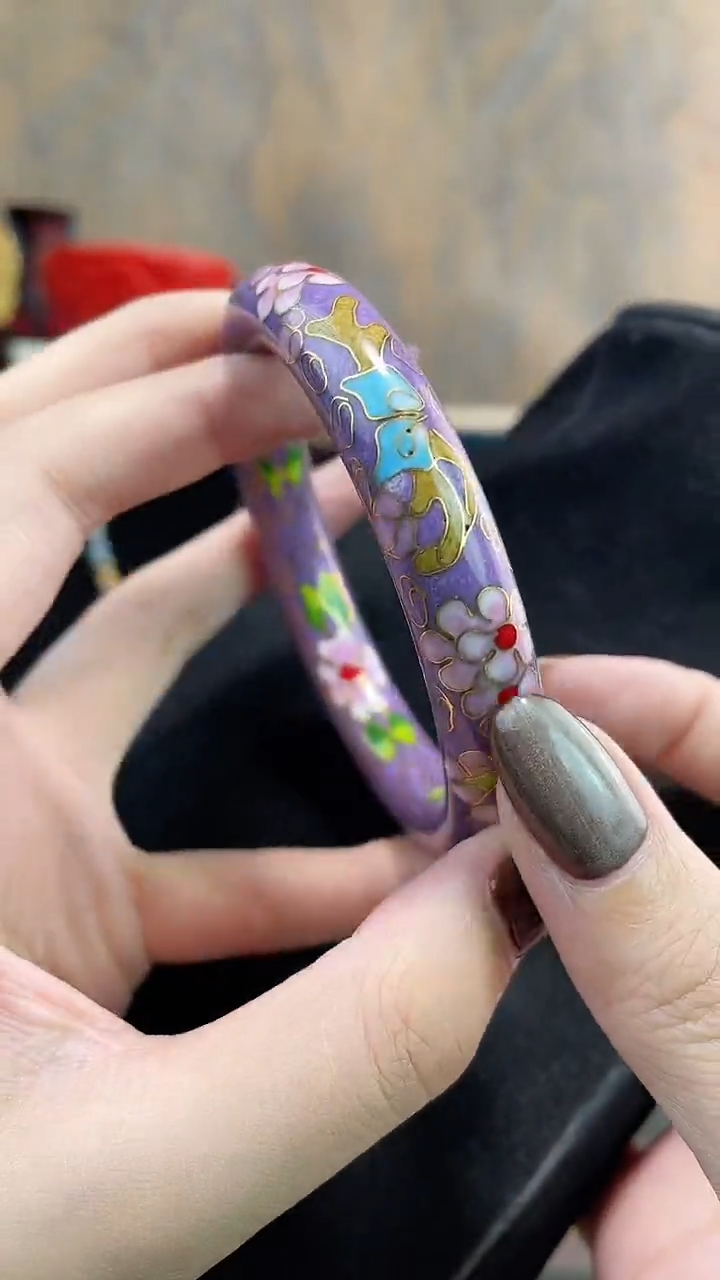 非遗手工景泰蓝镯子紫色
