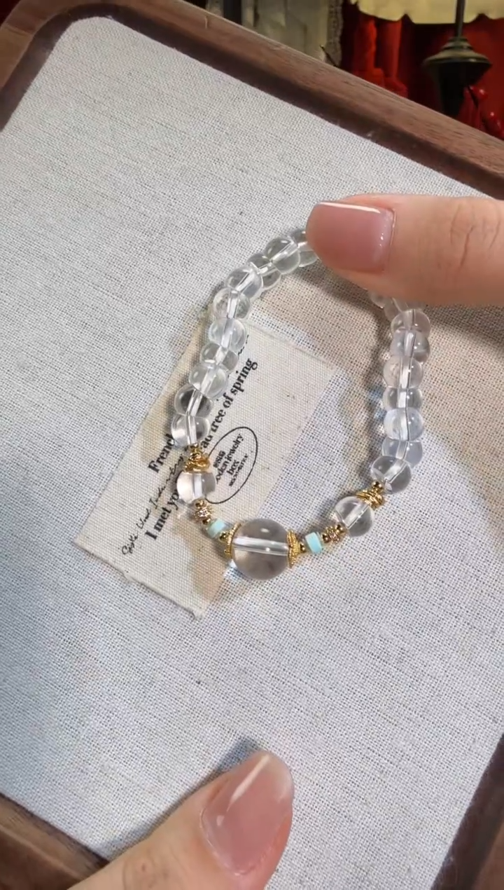 【闪购商品】水晶手链银S925镶嵌大肠白水晶