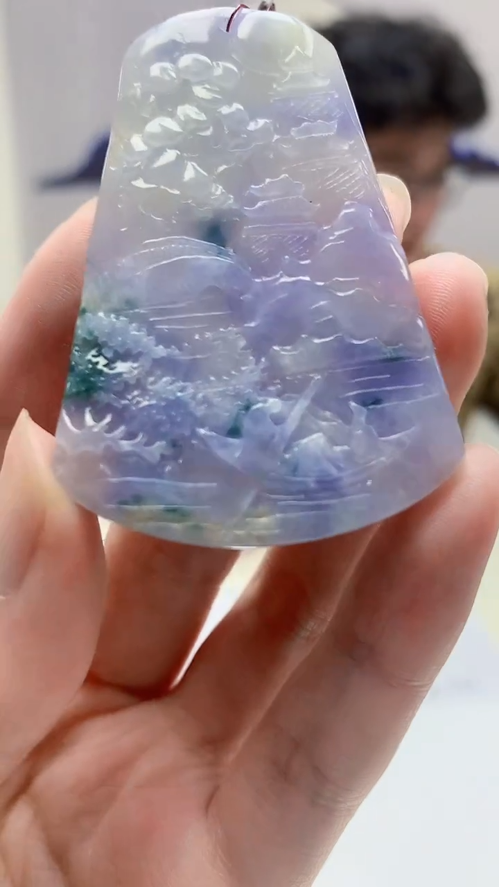 【闪购商品】定制翡翠未镶嵌4688zm-毛货赠紫珠链山水163