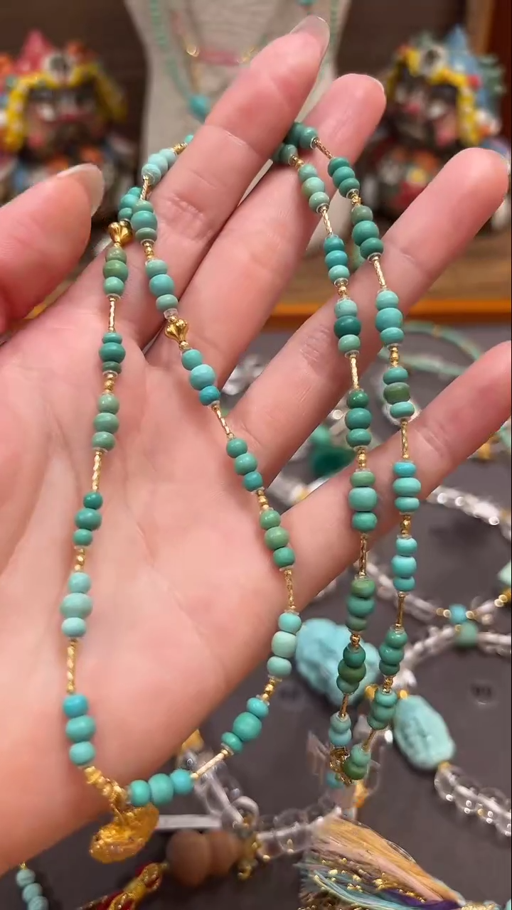 绿松石18K金镶嵌颈饰绿松石项链