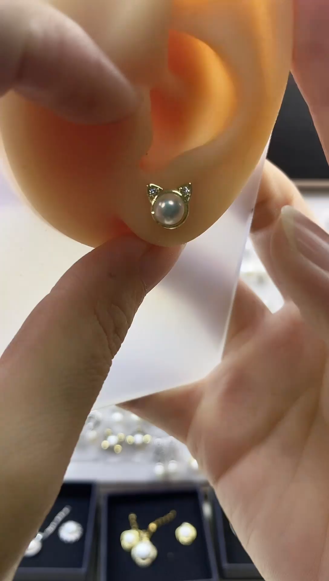 合金耳饰淡水珍珠100