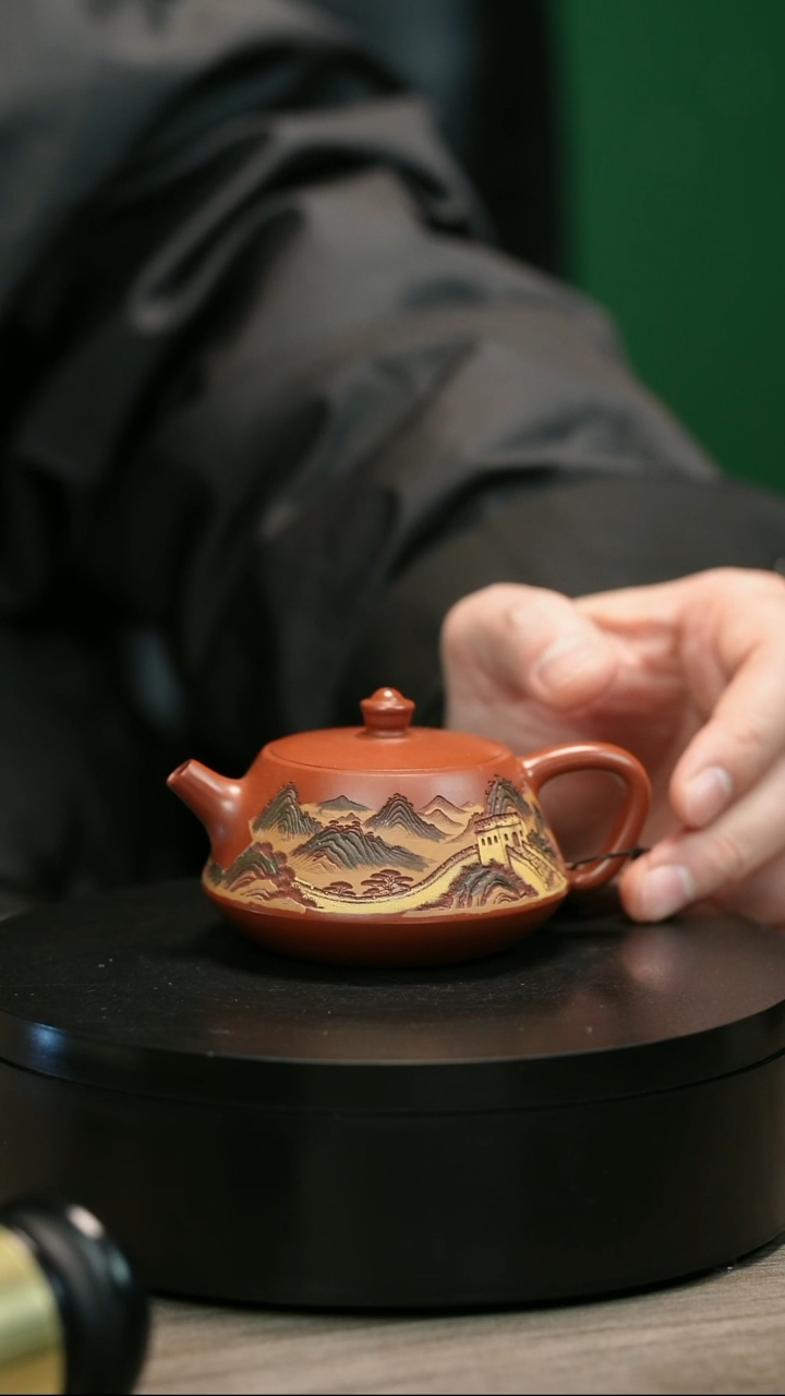 茶壶紫砂清***7H2386赵翠虹彩刻柱础