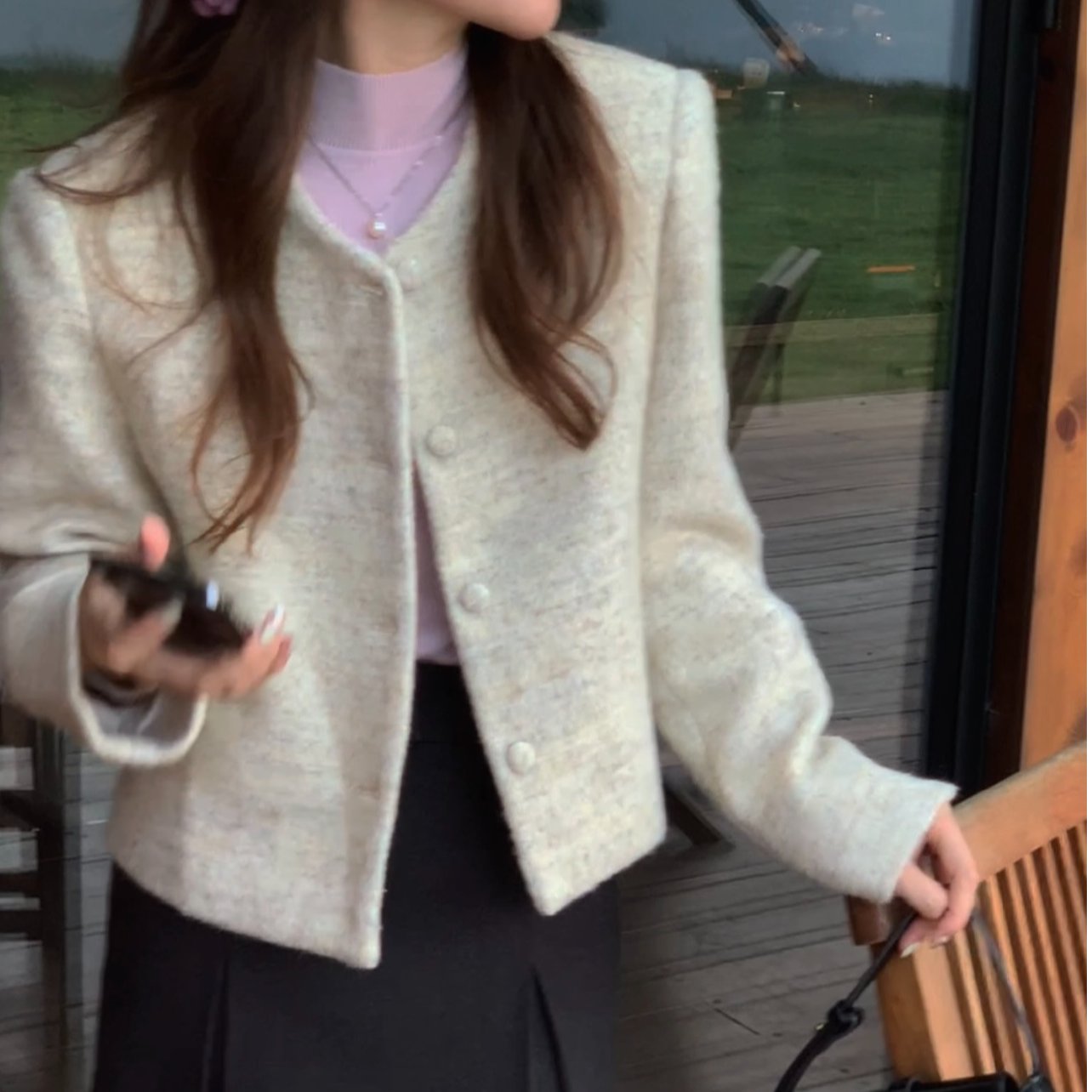 【DUOMI】秋季新款百搭时尚韩版小众设计感外套上衣D5698