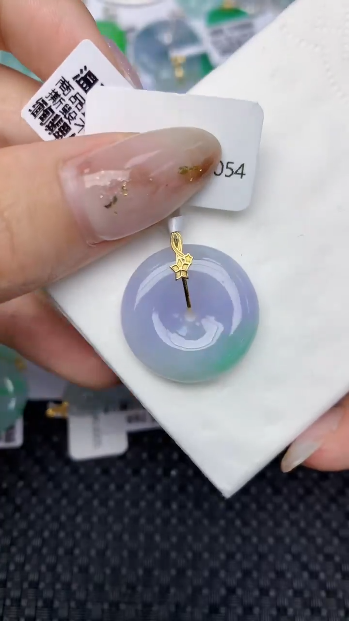 颈饰18K金镶嵌翡翠天然缅甸翡翠a货百元以上9元证书费自理