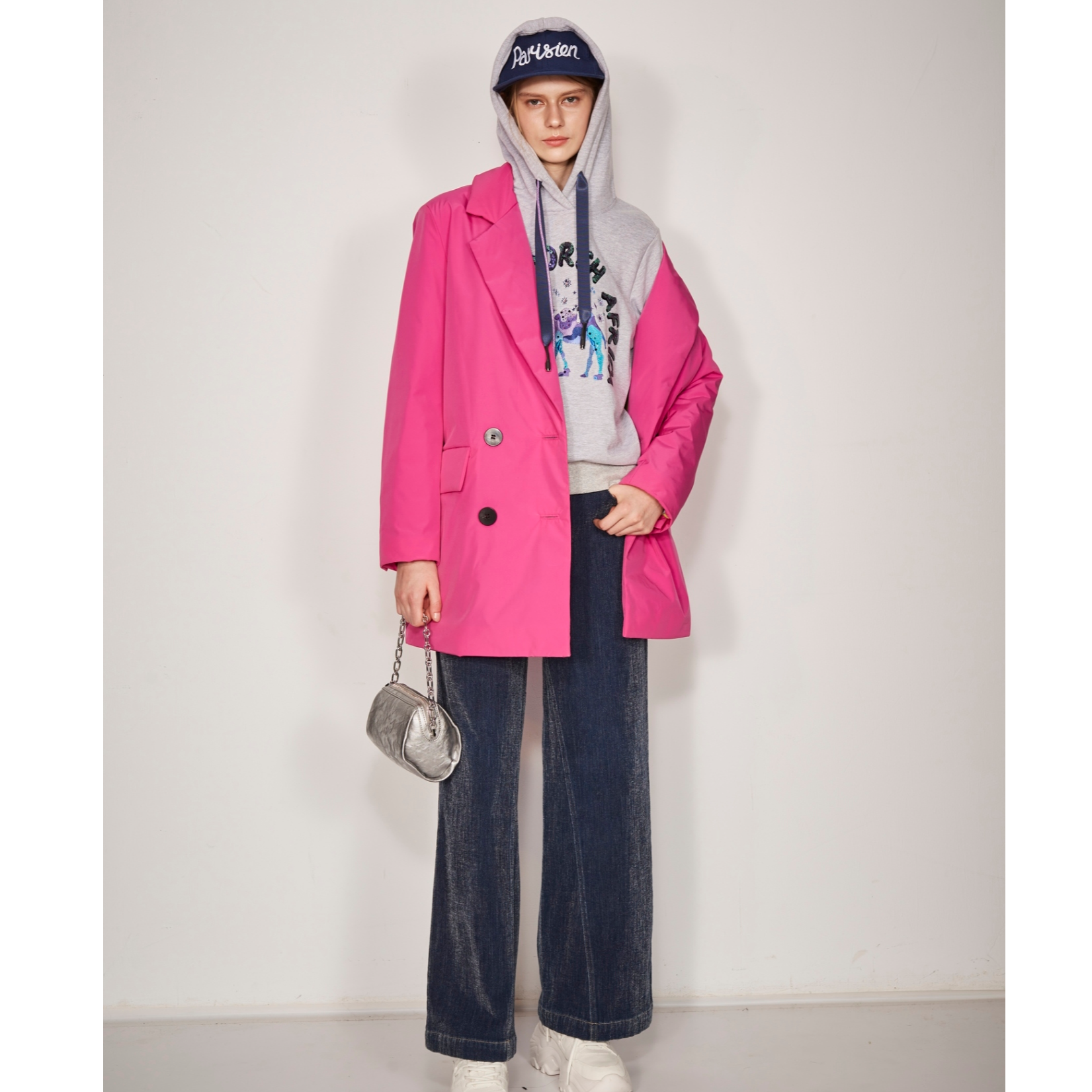 JETEZO/裘堤婼常规款时尚翻领长袖街头风秋季中长外款BC15313D1