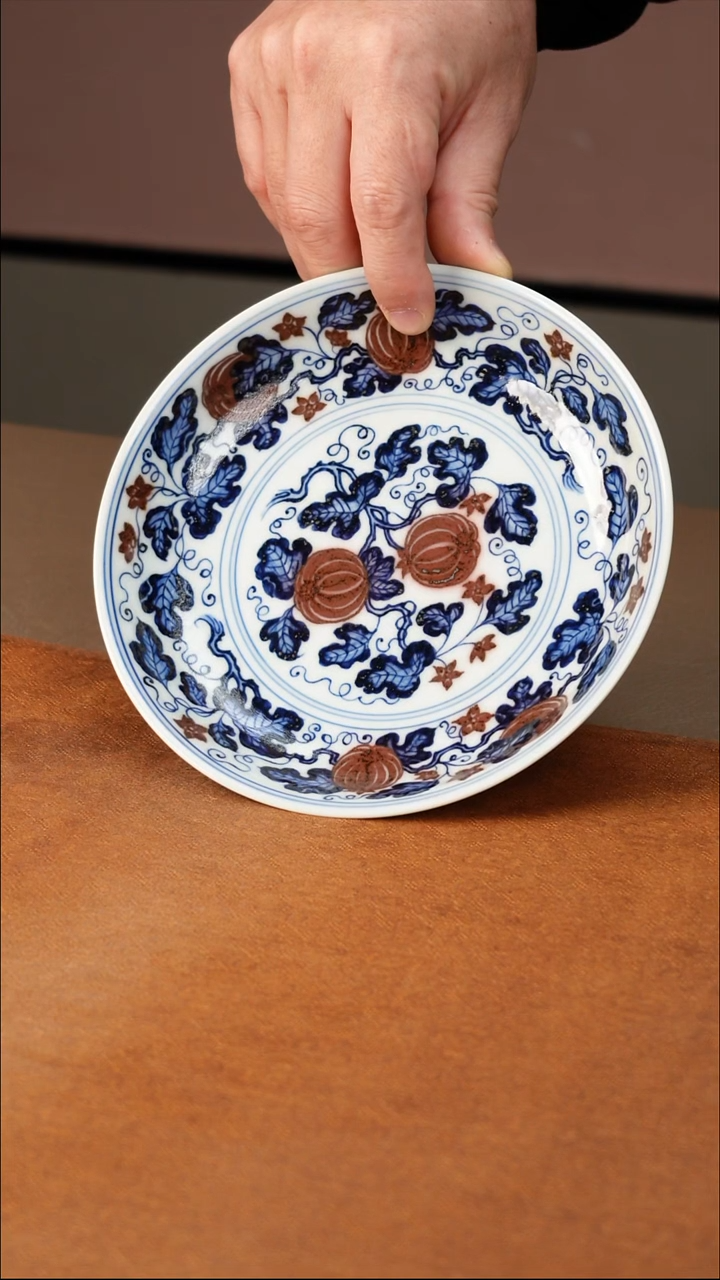 陶瓷又见春风青花釉里红西瓜壶承