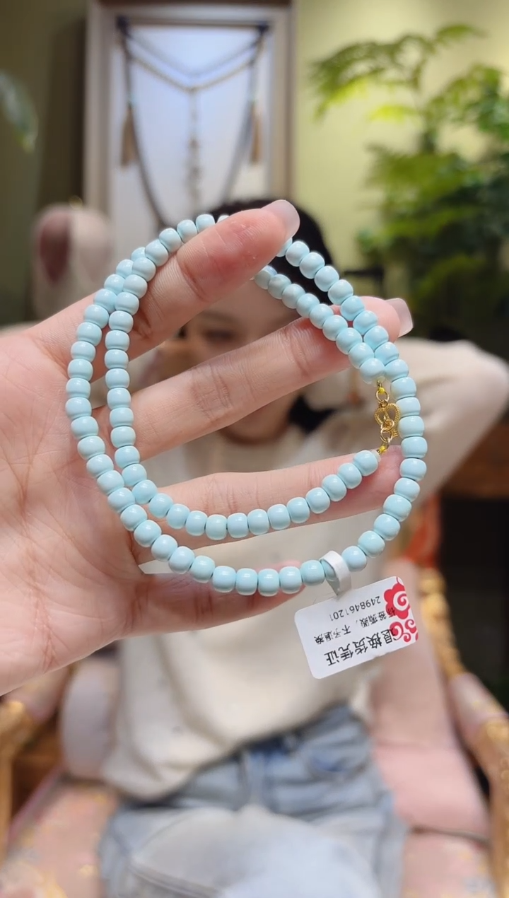 【闪购商品】绿松石项链18K金镶嵌小老型绿松石项链OT