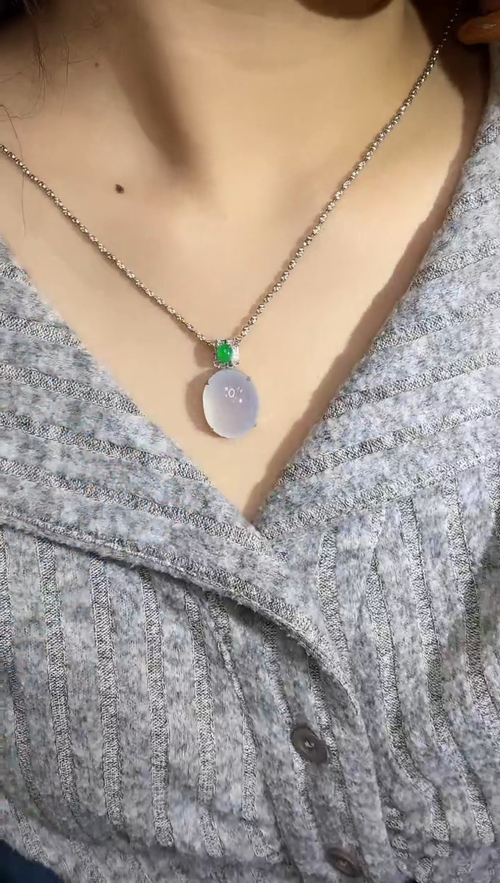 吊坠(不含链)18K金镶嵌翡翠605-中国好珍宝