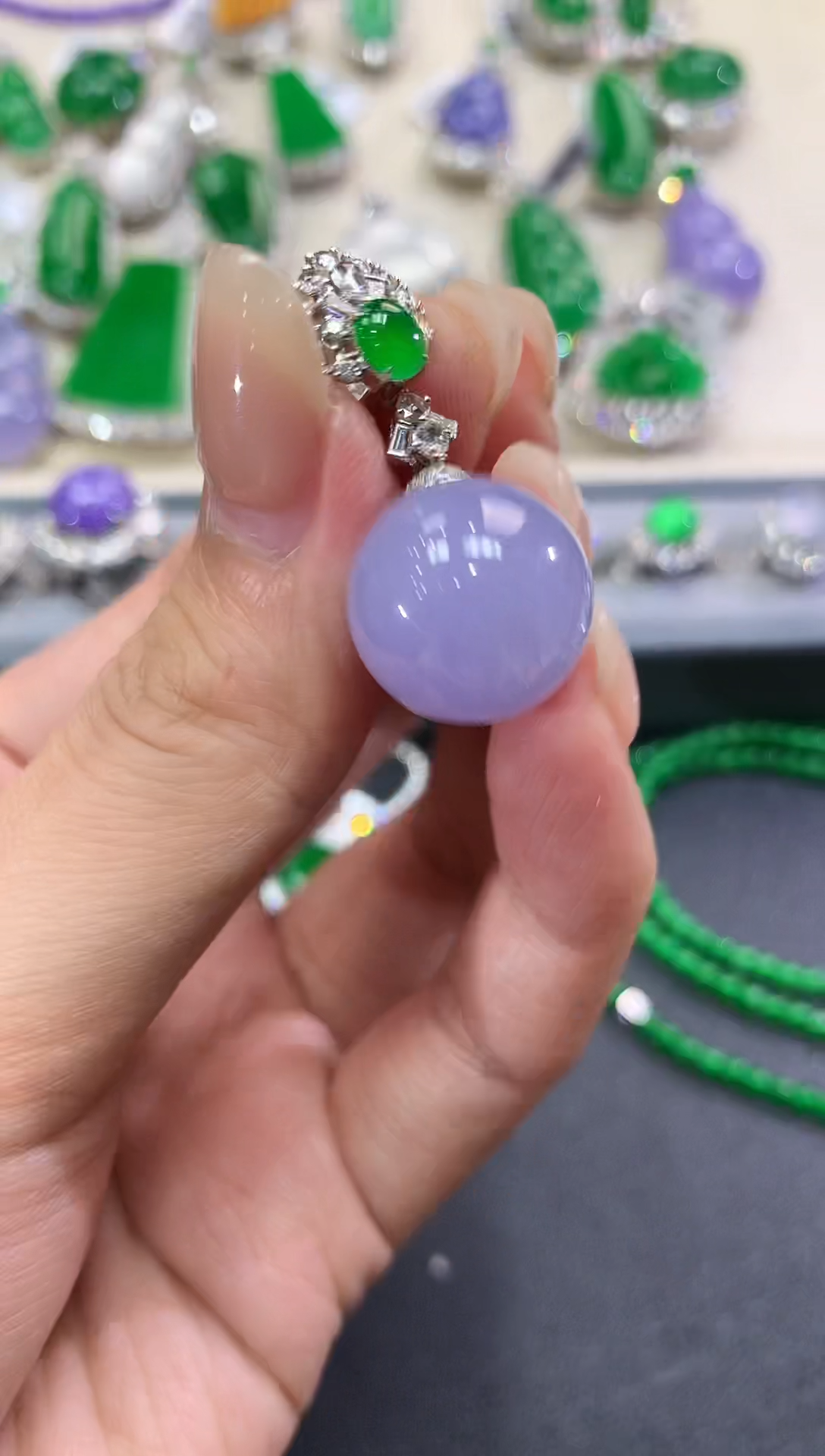 【闪购商品】翡翠吊坠(不含链)18K金镶嵌w142紫货有色差