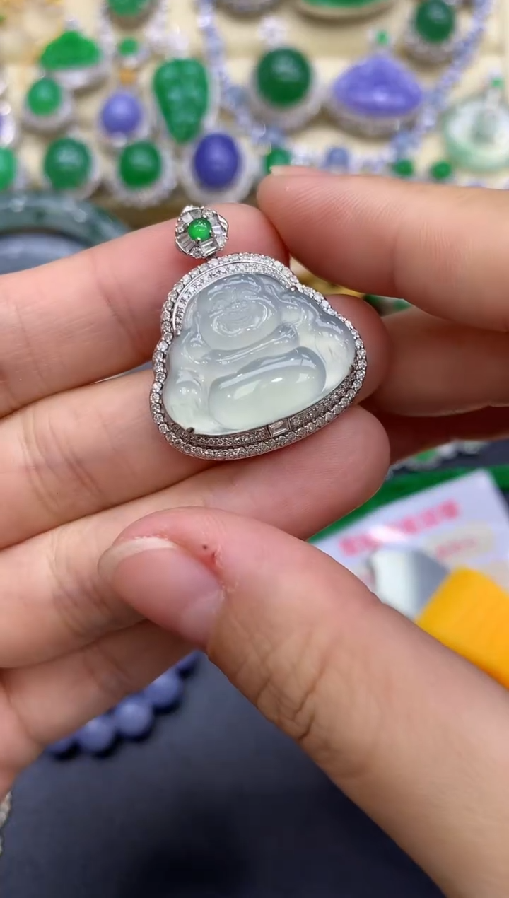 颈饰18K金镶嵌翡翠431-中国好珍宝