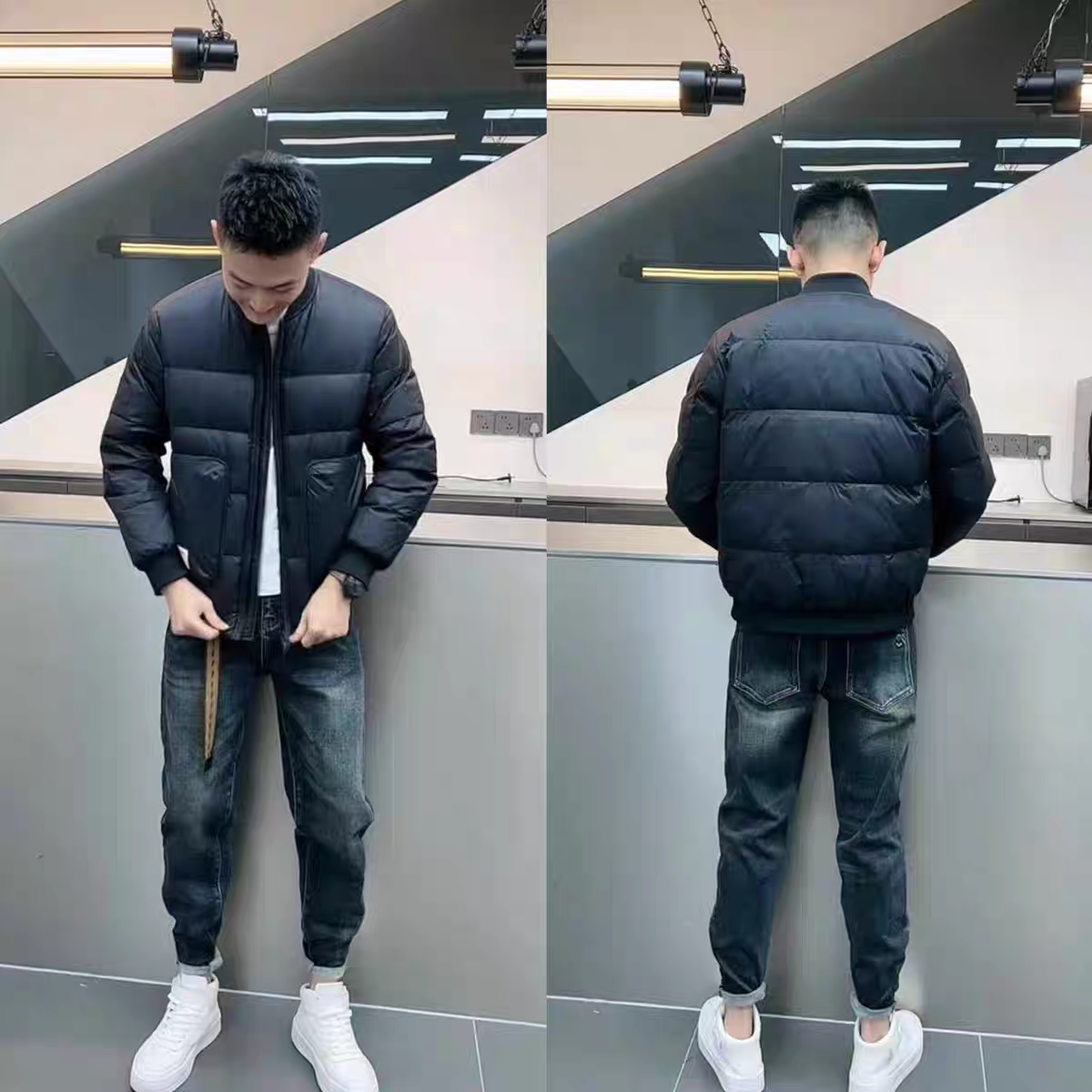 时尚新款夹克羽绒服短款小立领痞帅棒球服百搭工装休闲