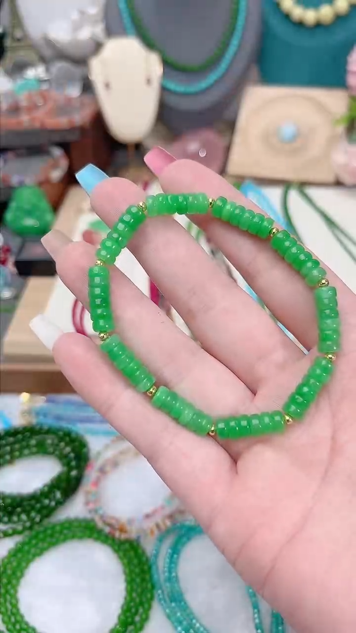 银S925镶嵌手串翡翠算盘99