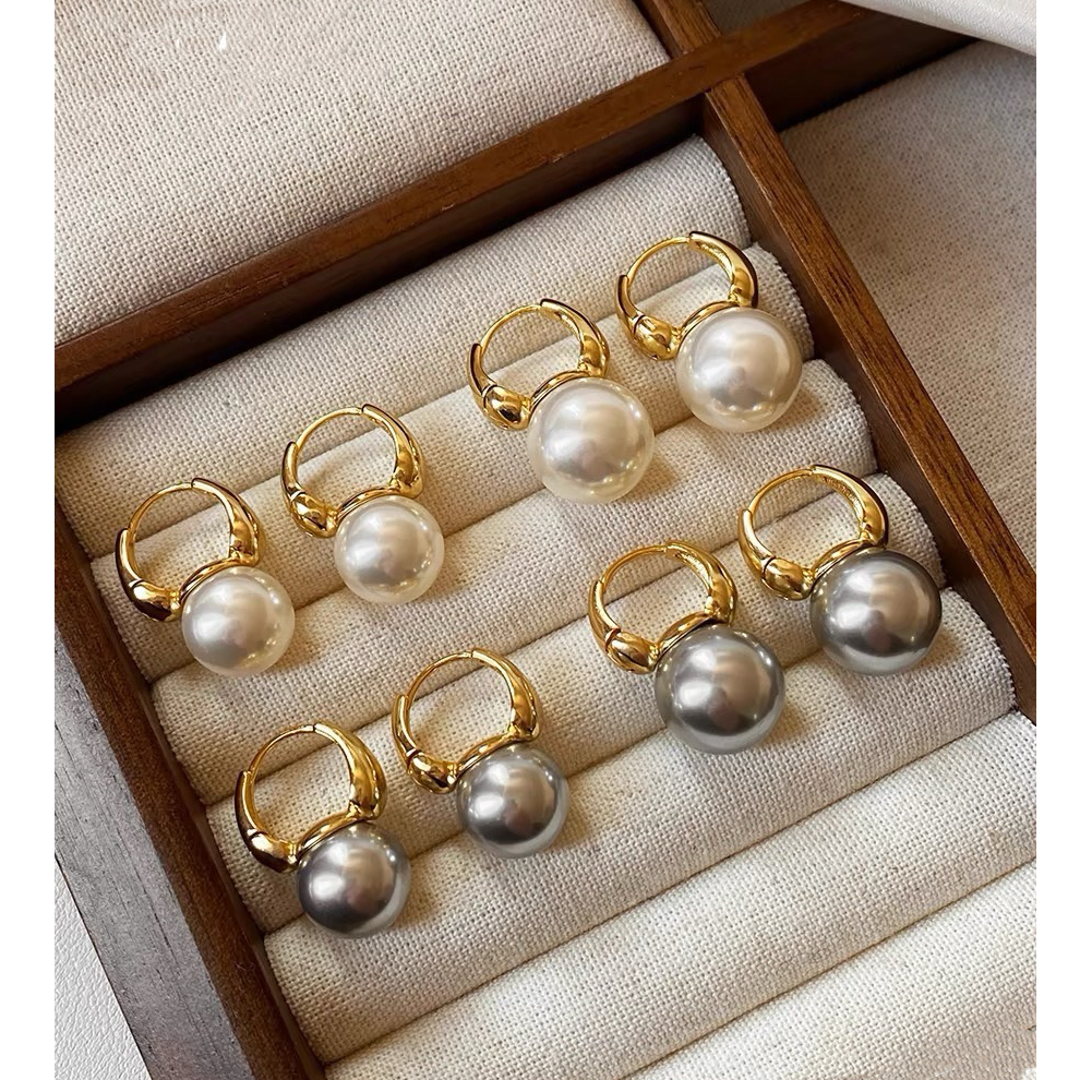 925银耳饰 【提包耳环】施家珠正圆强光耳环显脸小气质耳坠