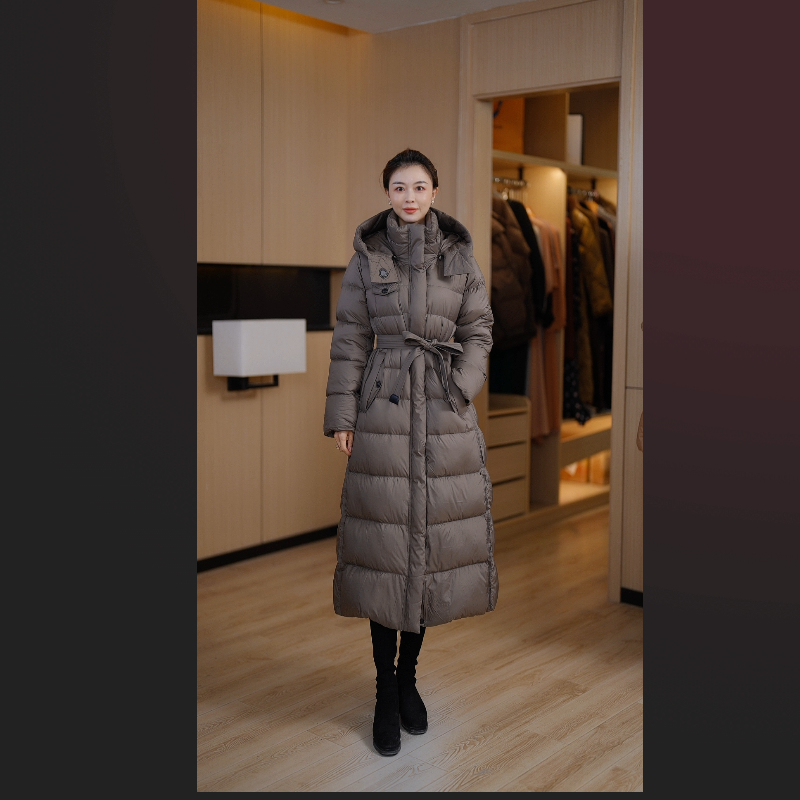 【798216】冬季时尚填充白鹅绒保暖新款长款羽绒服