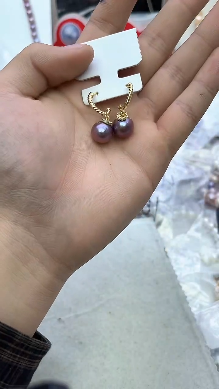 未镶嵌耳坠淡水珍珠紫色系耳坠