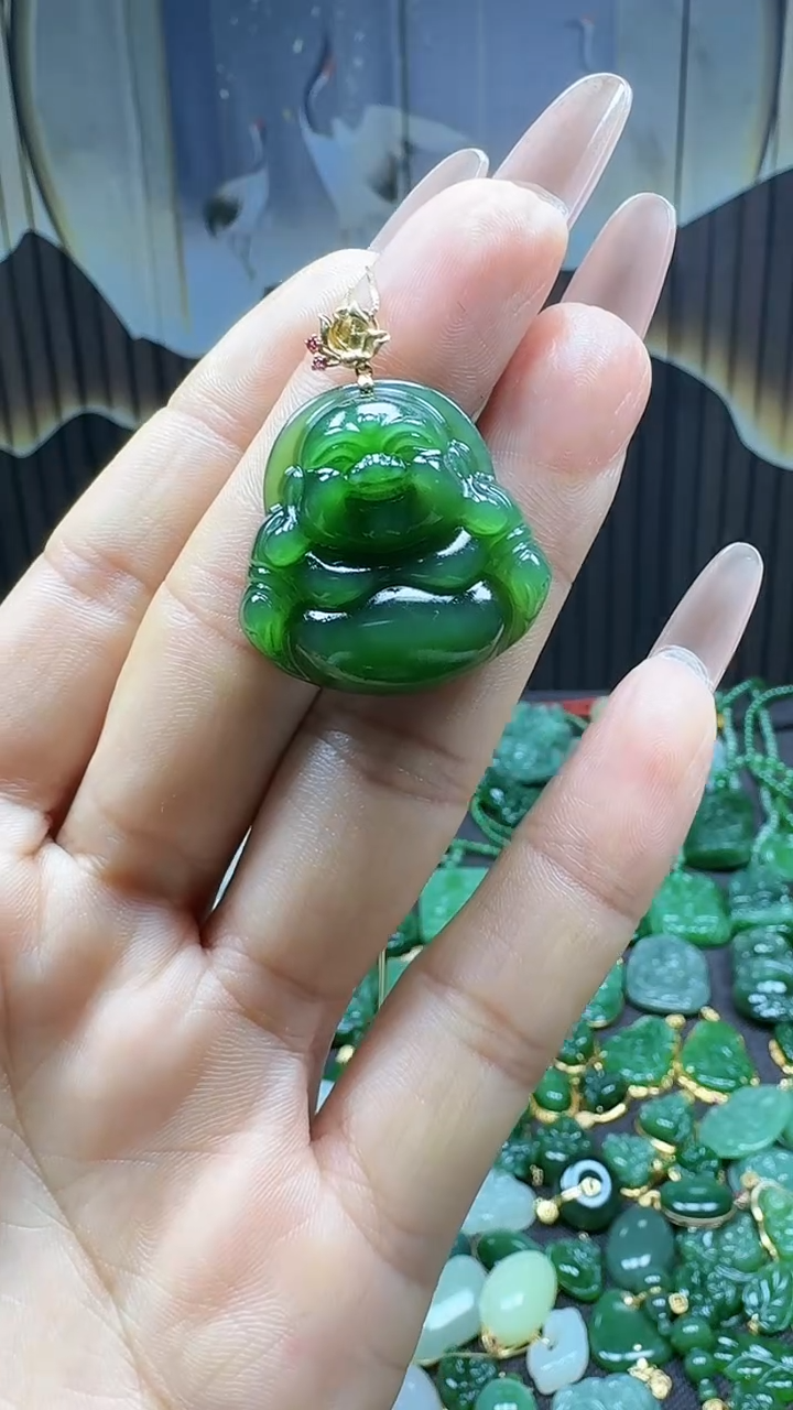 【闪购商品】和田玉挂件18K金镶嵌1