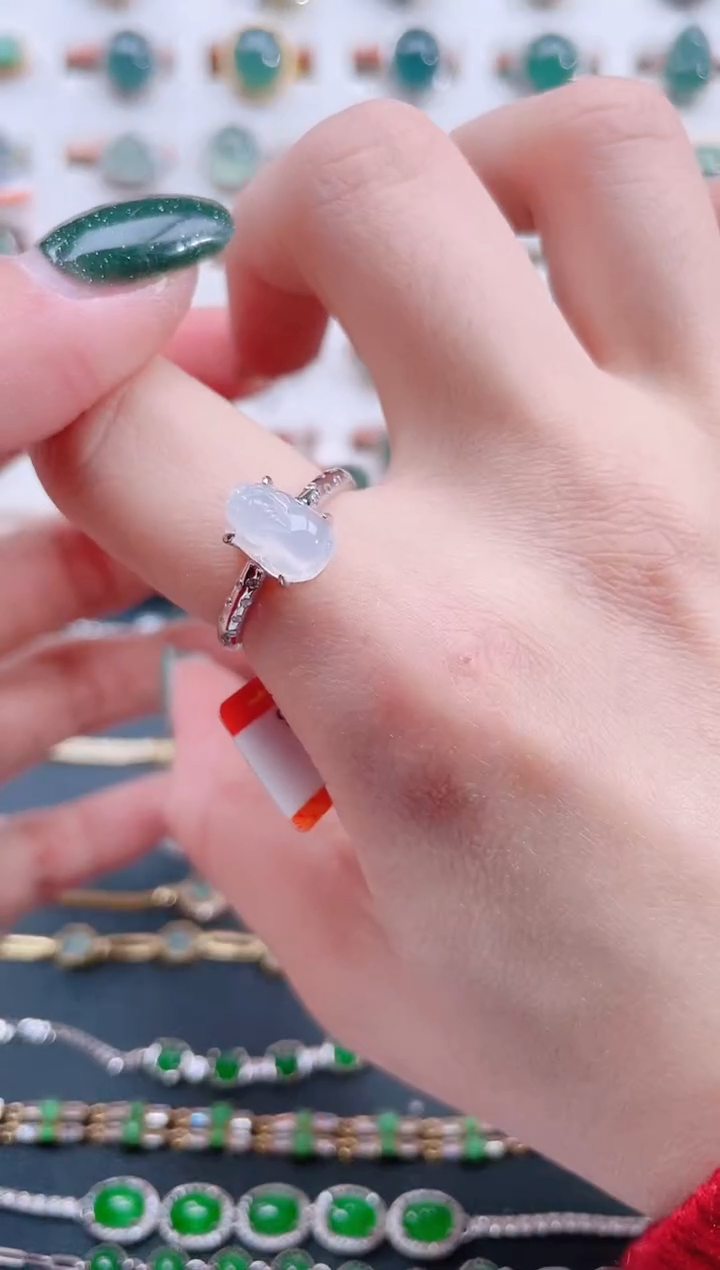 银S925镶嵌戒指翡翠天然翡翠