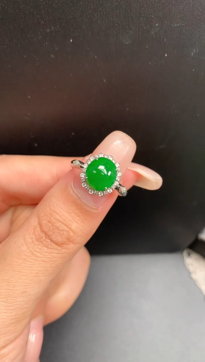 【闪购商品】翡翠颈饰18K金镶嵌戒指1613