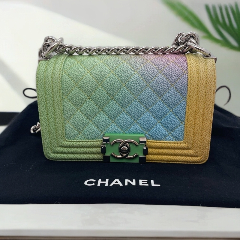 95新 Chanel/香奈儿 限量彩虹渐变micro leboy 玛卡龙冰淇淋配色