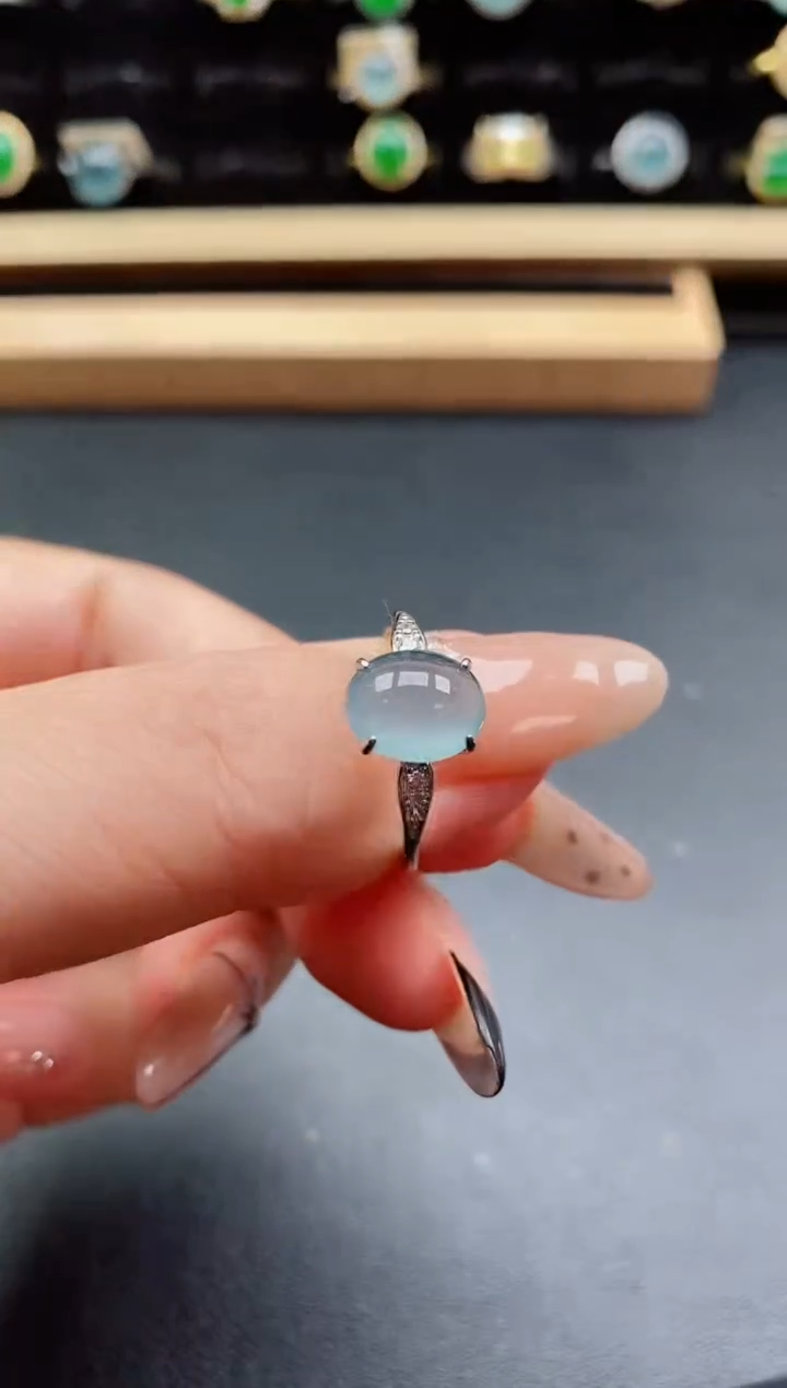 银S925镶嵌戒指翡翠1