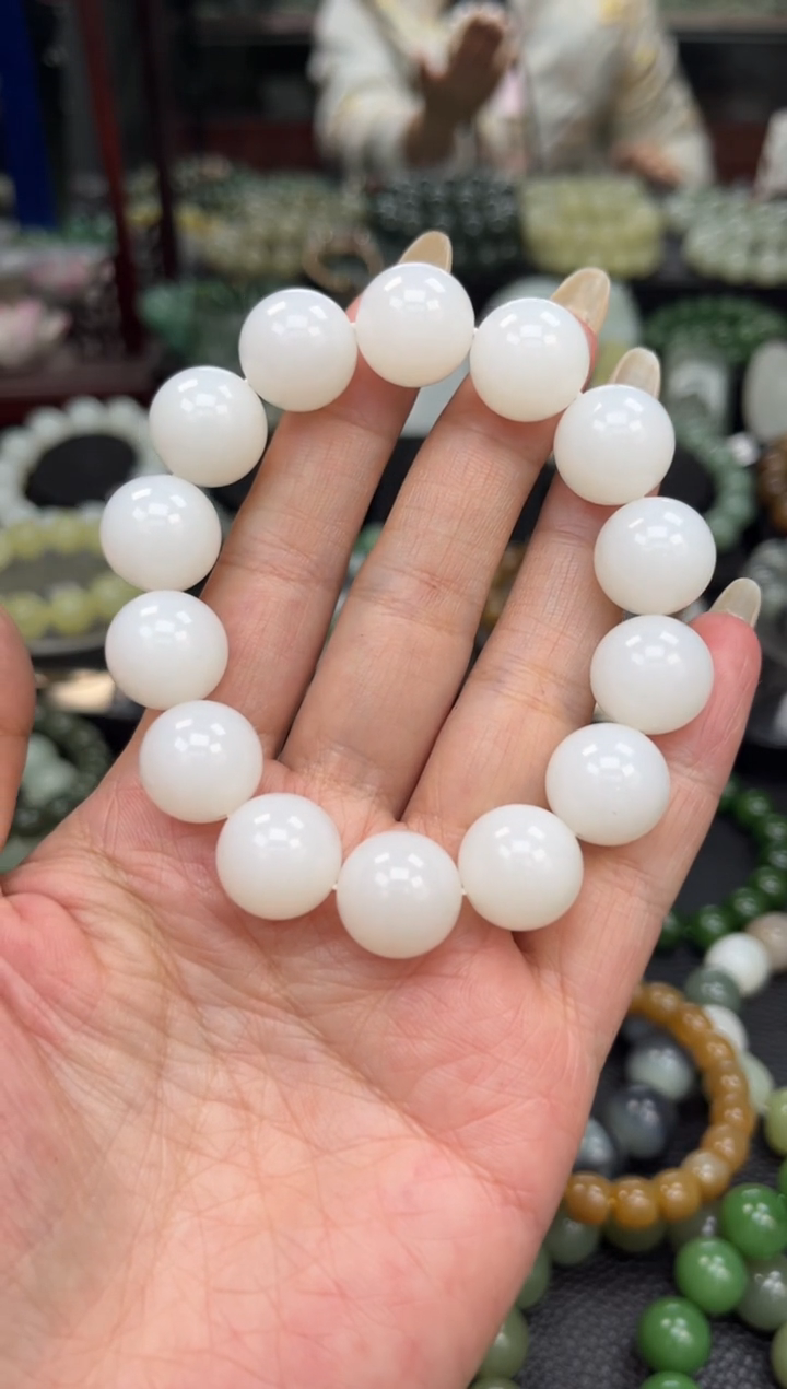 【闪购商品】和田玉手串未镶嵌新疆天泰白玉卡15