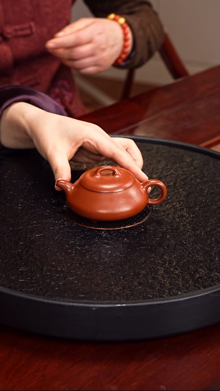 茶壶紫砂周锡芬 矮瓢42 红泥 120毫升