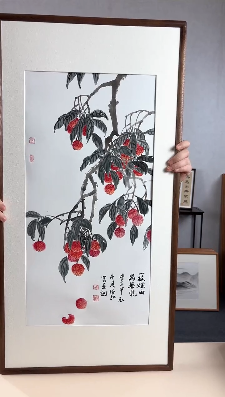 【闪购商品】国画手绘*大吉大利*47*92cm实木框