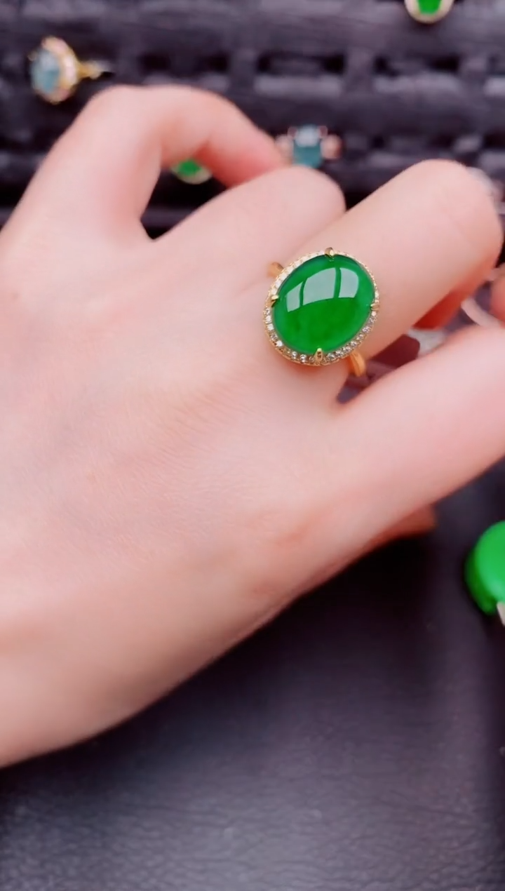 【闪购商品】翡翠戒指银S925镶嵌天然a货翡翠719