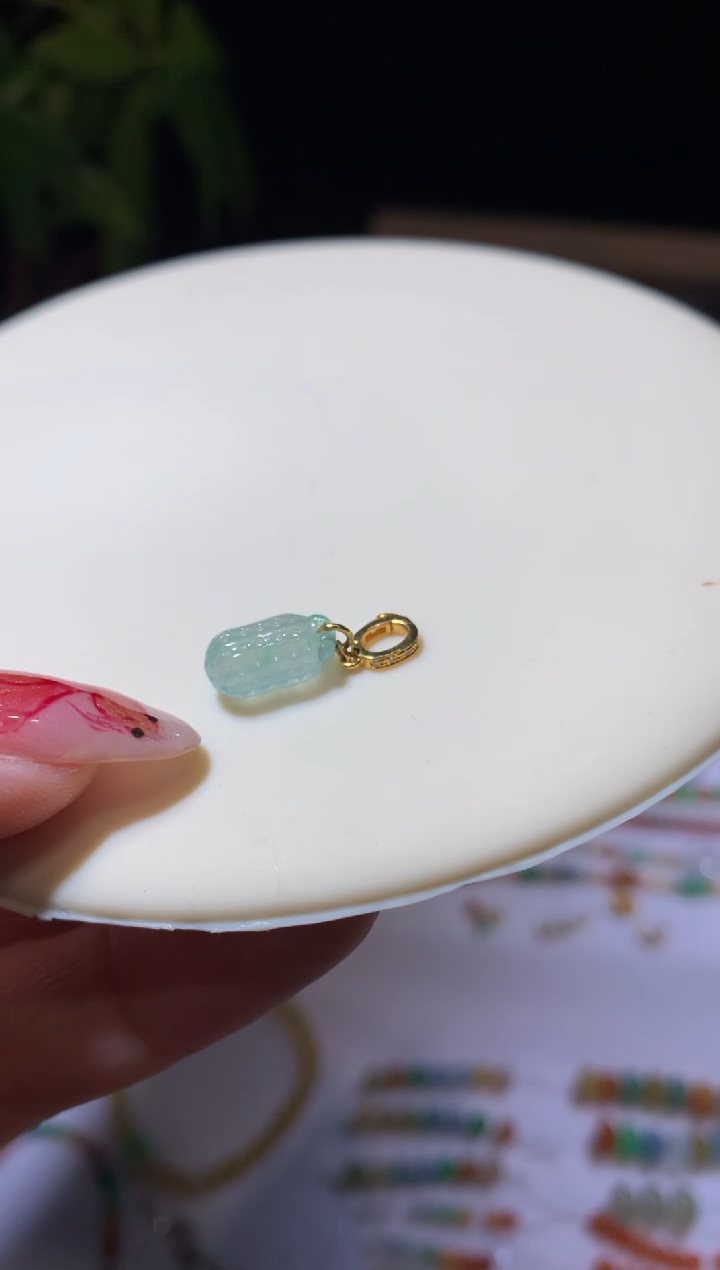【闪购商品】定制翡翠18K金镶嵌好事花生800+80