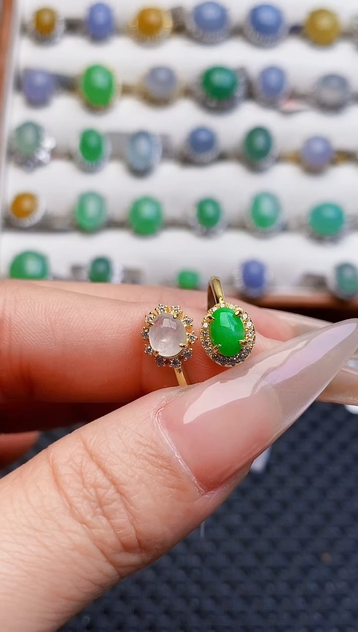 银S925镶嵌戒指翡翠5658