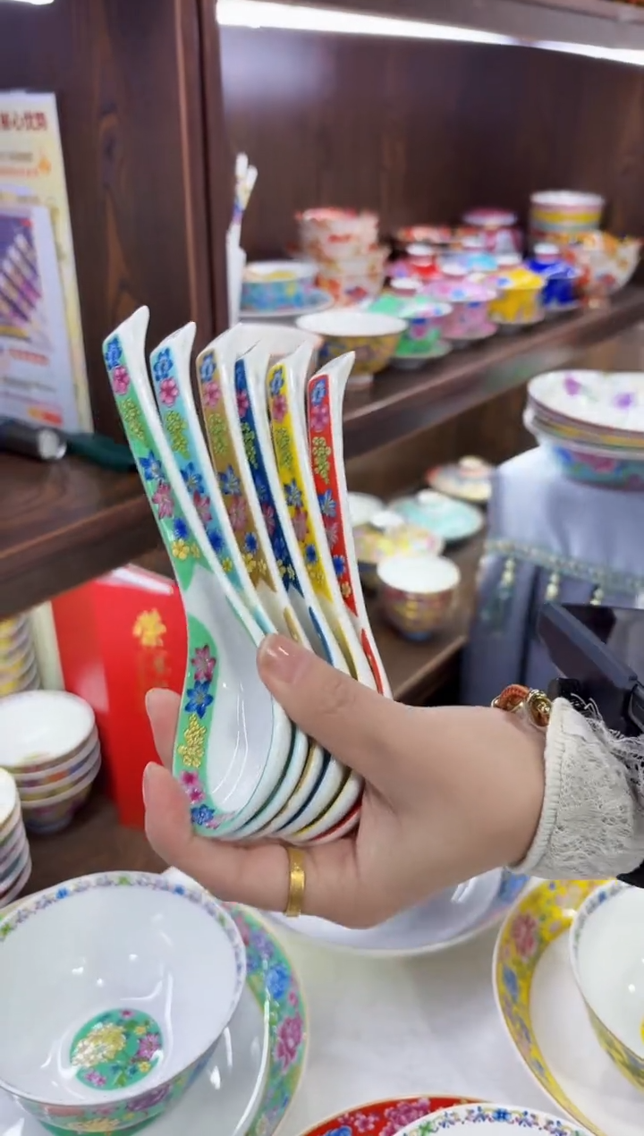 珐琅天鹅勺6个景德镇陶瓷