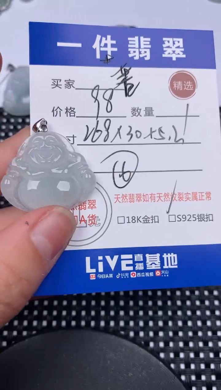 【闪购商品】翡翠颈饰银S925镶嵌挂件
