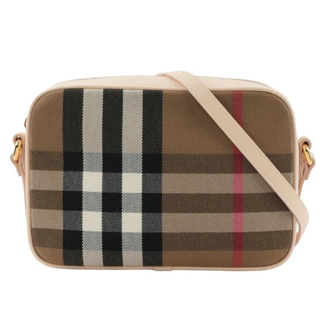 【香港直邮】Burberry博柏利格纹帆布单肩斜挎包 女款 米色80844981