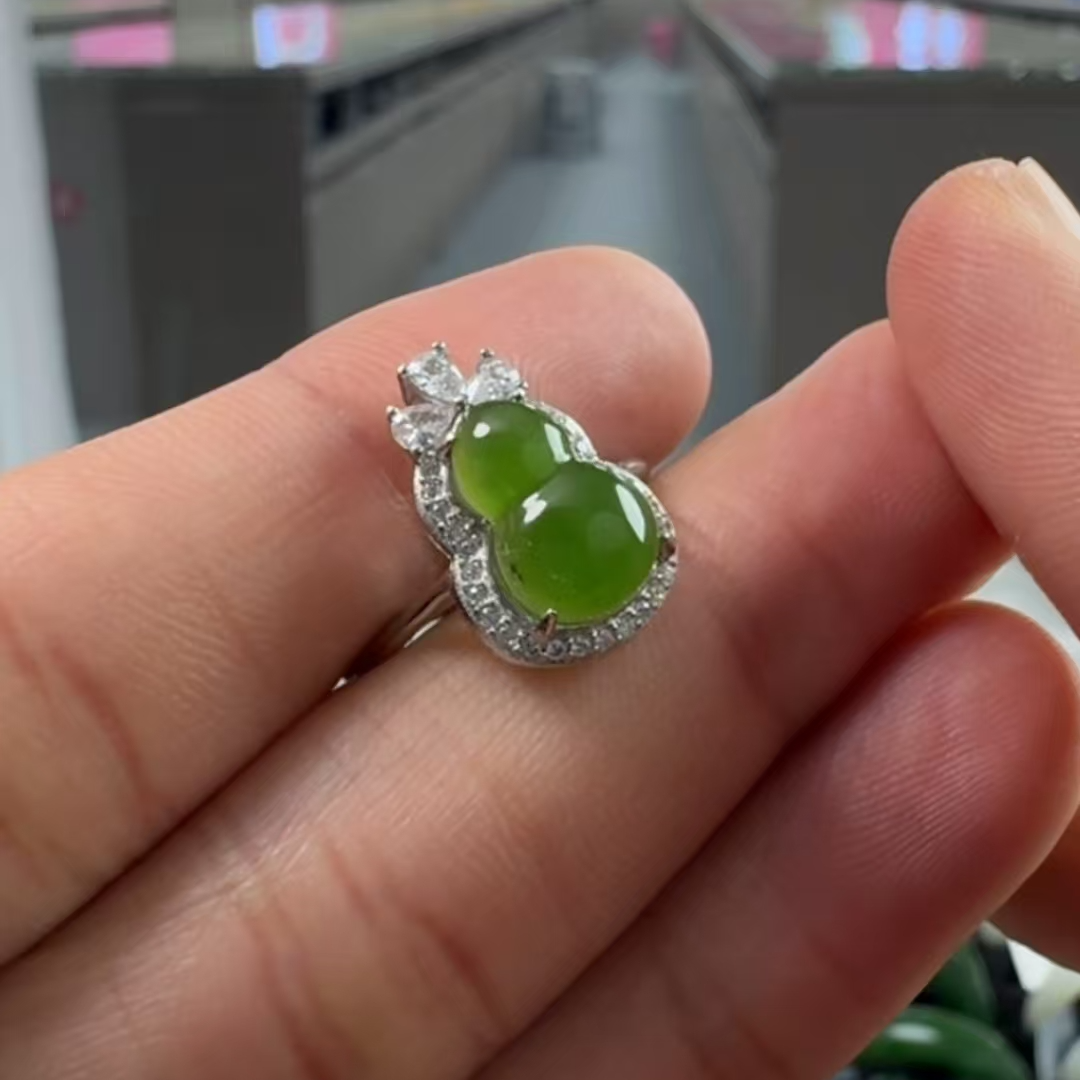 【鸿玉臻选】S925和田玉碧玉葫芦戒指 多样性发一件