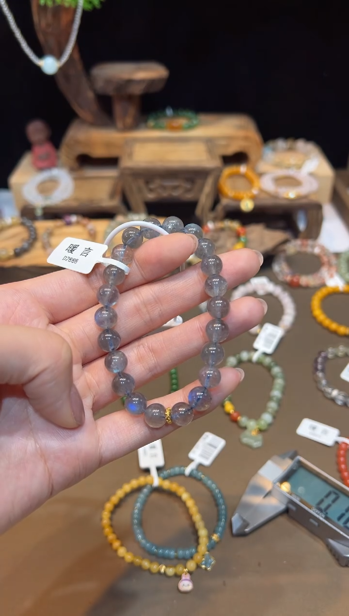 手链18K金镶嵌长石手饰@@D2888