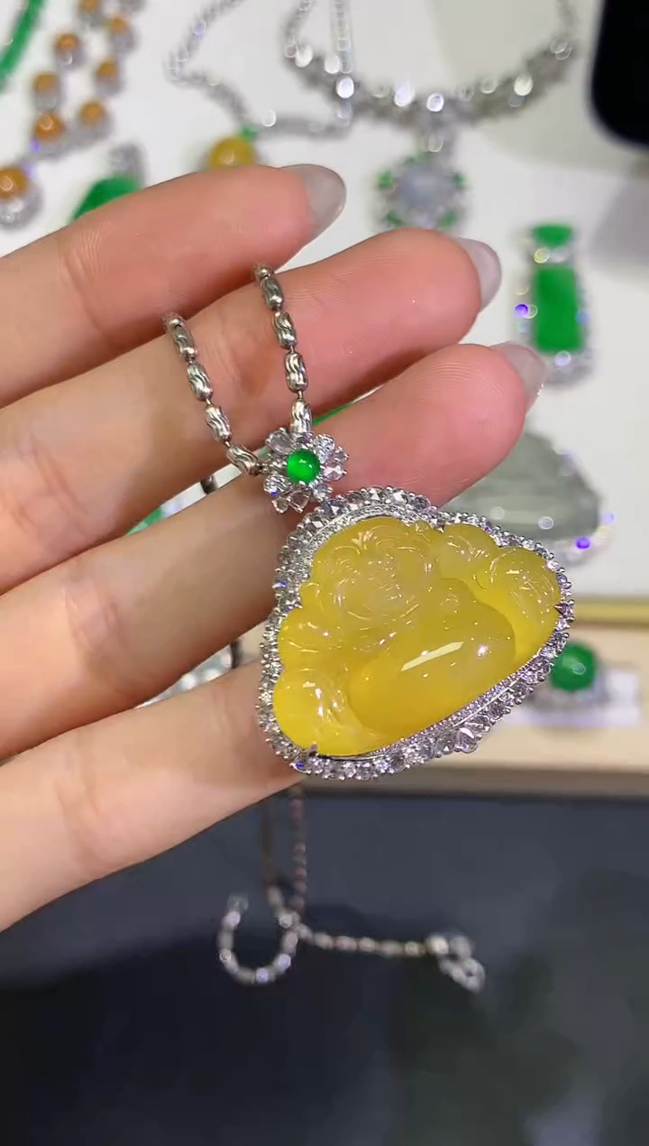 【闪购商品】翡翠颈饰18K金镶嵌团购21