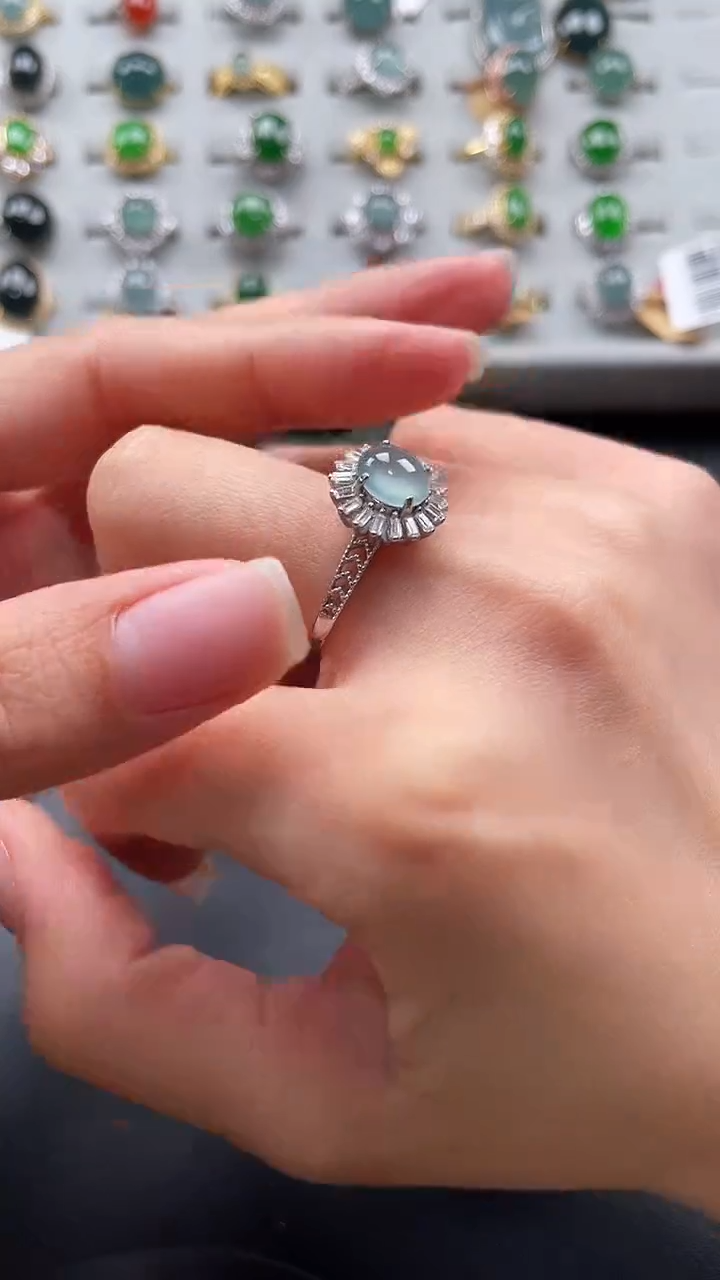 【闪购商品】翡翠戒指银S925镶嵌55654674