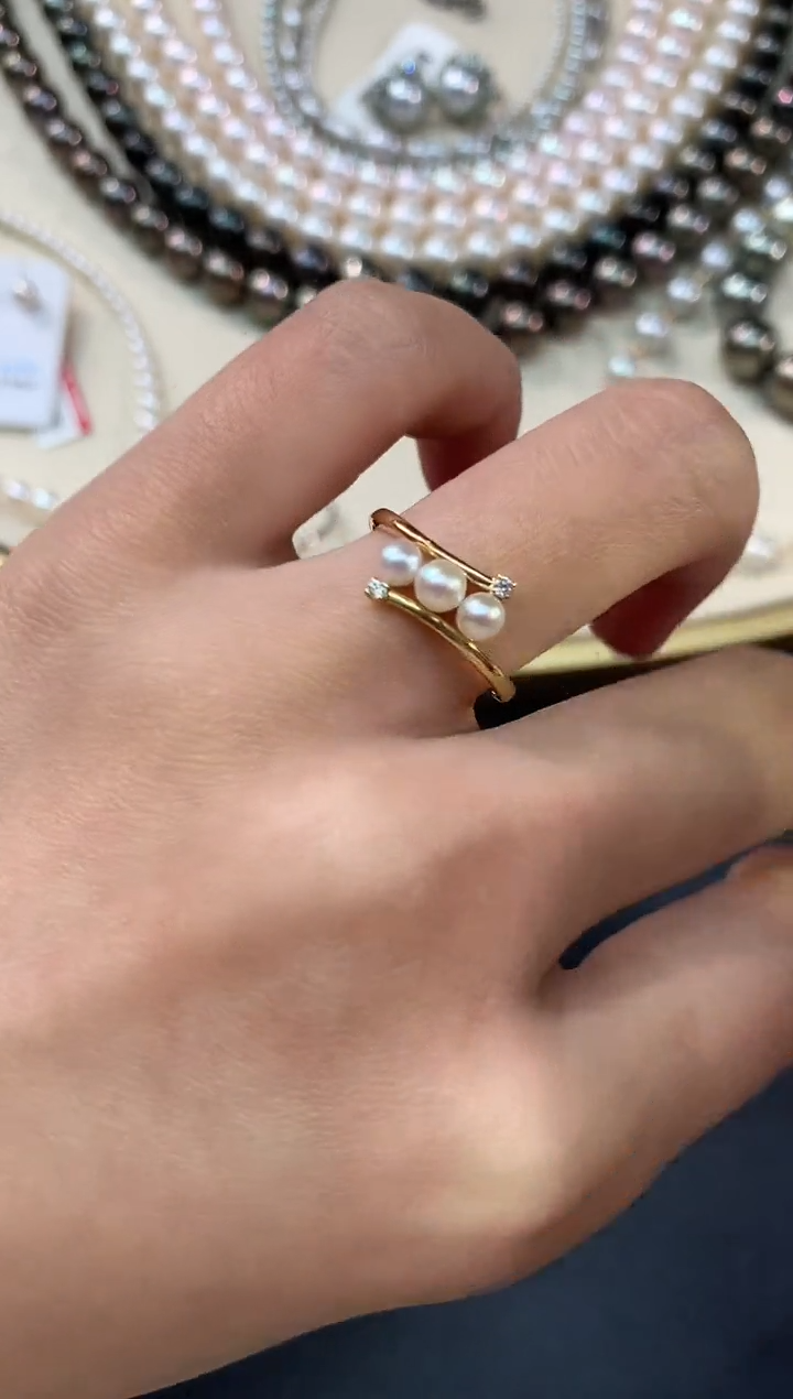 【闪购商品】海水珍珠戒指18K金镶嵌戒指A35|1380