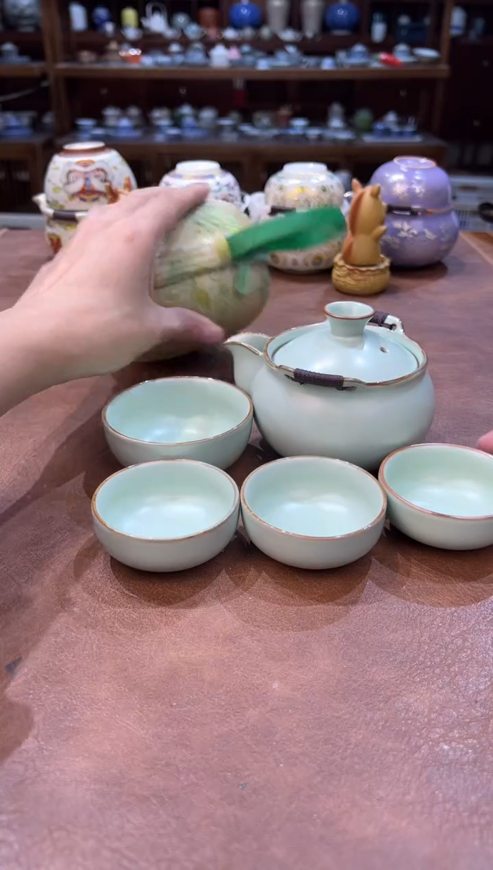 真的很便宜超好看会开片的旅行茶具