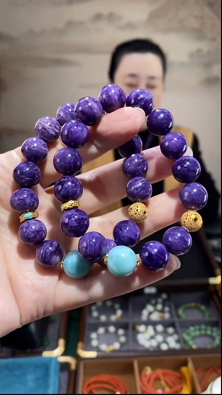 未镶嵌查罗石（紫龙晶）手串多样性发货发其一