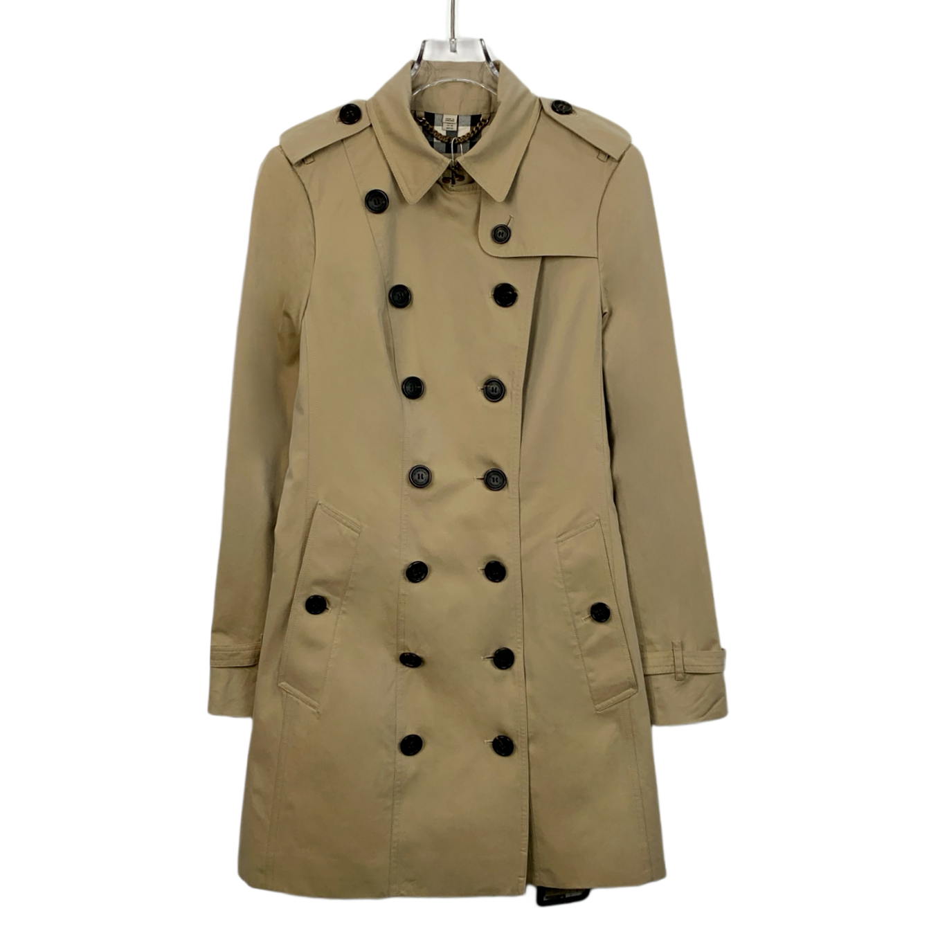 99新 BURBERRY/博柏利 X11720 棕色棉质翻领双排扣腰带款风衣外套