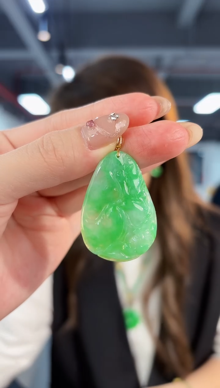 【闪购商品】翡翠颈饰18K金镶嵌缅料A货/支持复检/一件